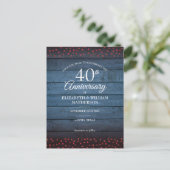 Rustic 40th Anniversary Save the Date Robijnen Har Briefkaart (Staand voorkant)