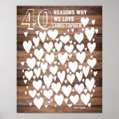 Rustic 40th Birthday Guest Book Poster (Voorkant)