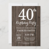 Rustic 40th Birthday Invitation Kaart (Voorkant)