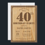 Rustic 40th Birthday Invitation  Wood Kaart<br><div class="desc">Rustic 40th Birthday Invitation with Rustic Wood Background. Retroland. Volwassen verjaardag. Mannelijke Mannen of vrouwen: Birthday. Kinder jongen of meisje Lady Teen Teenage Bday Invite. 13e 15e 16e 18e 21e 30e 40e 50e 60e 70e 80e 90e 100e. Elke leeftijd. Voor verdere aanpassing, te klikken gelieve de knoop "van de Aanpassing...</div>