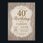 Rustic 40th Birthday Invitation Wood Kaart<br><div class="desc">Rustic 40th Birthday Invitation Wood Background Volwassenenfeest. Man Birthday Bash nodigt uit. 13e 16e 18e 21e 30e 40e 50e 60e 70e 90e 100e,  elke leeftijd. Voor verdere aanpassing,  te klikken gelieve de knoop "van de Aanpassing het"en ons ontwerphulpmiddel te gebruiken om deze sjabloon te wijzigen.</div>