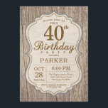 Rustic 40th Birthday Invitation Wood Kaart<br><div class="desc">Rustic 40th Birthday Invitation Wood Background Volwassenenfeest. Man Birthday Bash nodigt uit. 13e 16e 18e 21e 30e 40e 50e 60e 70e 90e 100e,  elke leeftijd. Voor verdere aanpassing,  te klikken gelieve de knoop "van de Aanpassing het"en ons ontwerphulpmiddel te gebruiken om deze sjabloon te wijzigen.</div>