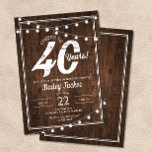 Rustic 40th Birthday met String Lights Party Kaart<br><div class="desc">Deze rustic 40ste verjaardagsuitnodiging kenmerkt koordlichten op een donkere houtachtergrond. Klik de aanpassingsknoop voor meer flexibiliteit in het wijzigen van de tekst! De variaties van dit ontwerp, extra kleuren, evenals de coördinerende producten zijn beschikbaar in onze winkel, zazzle.com/doodlelulu*. Neem contact met ons op als je dit ontwerp op een specifiek...</div>