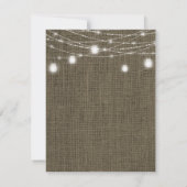 Rustic 40th Birthday Party Burlap String Lights Kaart (Achterkant)