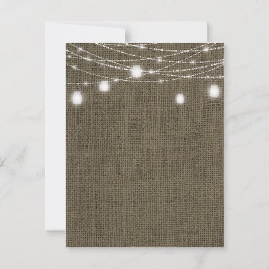 Rustic 40th Birthday Party Burlap String Lights Kaart (Achterkant)