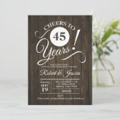 Rustic 45e huwelijksjubileum met houtpatroon kaart (Staand voorkant)
