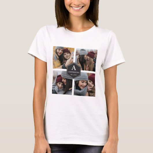 Rustic 4 Afbeeldingen Familie Foto collage T-shirt (Voorkant)