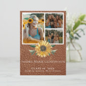 Rustic 4 Foto Collage Sunflower afstuderen Anno Aankondiging (Staand voorkant)