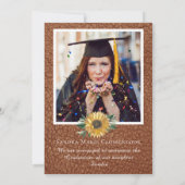 Rustic 4 Foto Collage Sunflower afstuderen Anno Aankondiging (Achterkant)