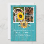 Rustic 4 Foto-Vrijgezellenfeest voor zonnebloemen Aankondiging (Voorkant)