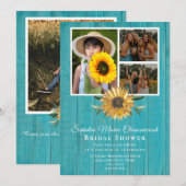 Rustic 4 Foto-Vrijgezellenfeest voor zonnebloemen Aankondiging (Voorkant / Achterkant)
