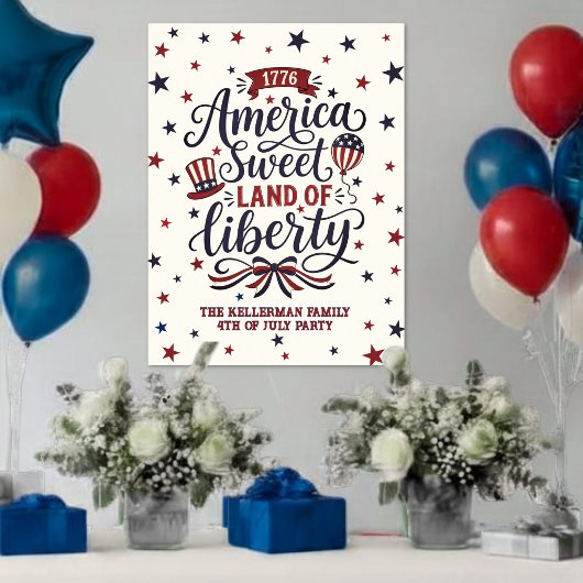 Rustic 4 juli feest welkom bord poster