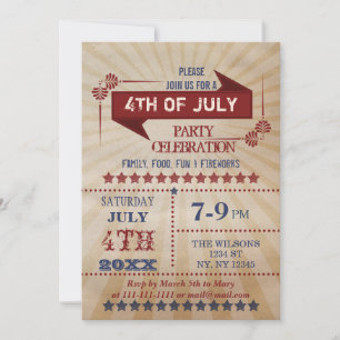 Rustic 4 juli Uitnodigingen