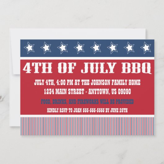 Rustic 4 juli Uitnodigingen van de BBQ (Voorkant)