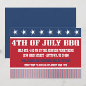 Rustic 4 juli Uitnodigingen van de BBQ (Voorkant / Achterkant)