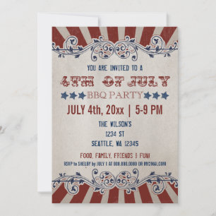  Rustic 4 juli Uitnodigingen van de BBQ Party