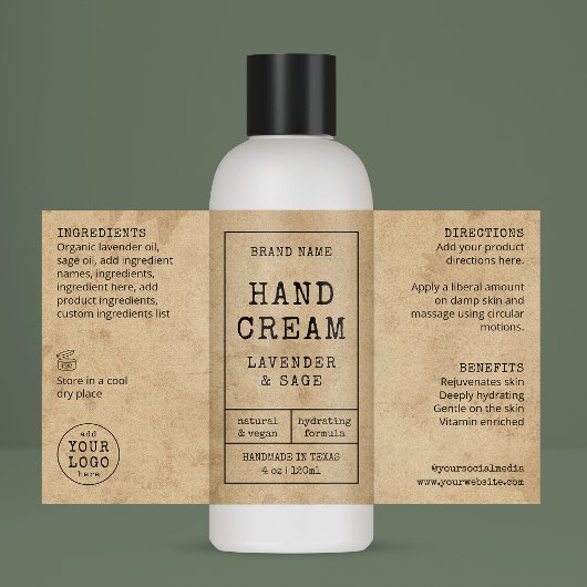 Rustic 4 OZ 120ml Cosmetische Fles Label