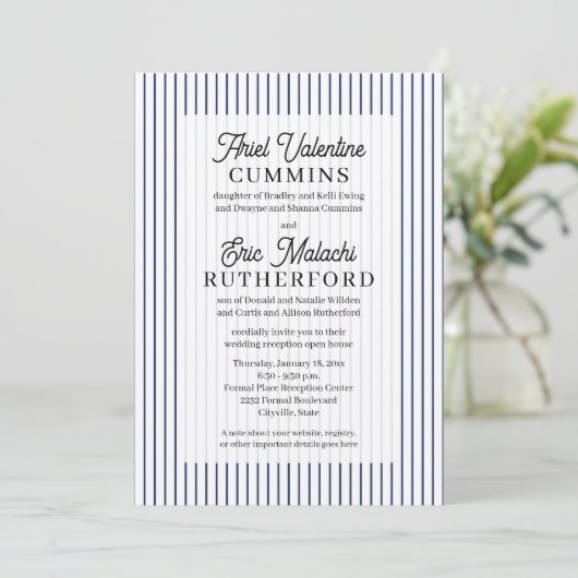 Rustic 4 sets ouders blauwe streep kaart (Staand voorkant)