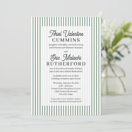 Rustic 4 sets ouders groene streep kaart (Staand voorkant)