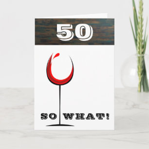 Rustic 50 Dus Rood Wijnglas 50ste Verjaardag Kaart
