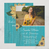 Rustic 50 en Fabulous | Zonnebloem Blauwgroen gebo Kaart (Voorkant / Achterkant)