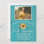 Rustic 50 en Fabulous | Zonnebloem Blauwgroen gebo Kaart (Voorkant)