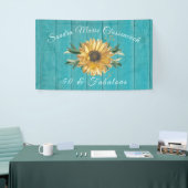 Rustic 50 en Fabulous | Zonnebloem Blauwgroen gebo Spandoek (Beurs)