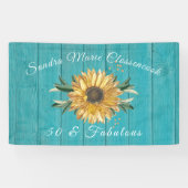 Rustic 50 en Fabulous | Zonnebloem Blauwgroen gebo Spandoek (Horizontaal)
