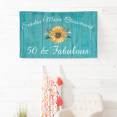 Rustic 50 en Fabulous| Zonnebloem Blauwgroen   Spandoek (Insitu)