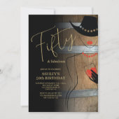 Rustic 50 Fabulous 50th Birthday Invitation Kaart (Voorkant)