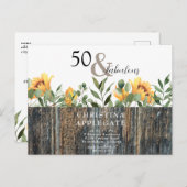 Rustic 50 & Fabulous Sunflower Birthday Briefkaart (Voorkant / Achterkant)