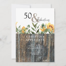 Rustic 50 & Fabulous Sunflower Birthday Kaart