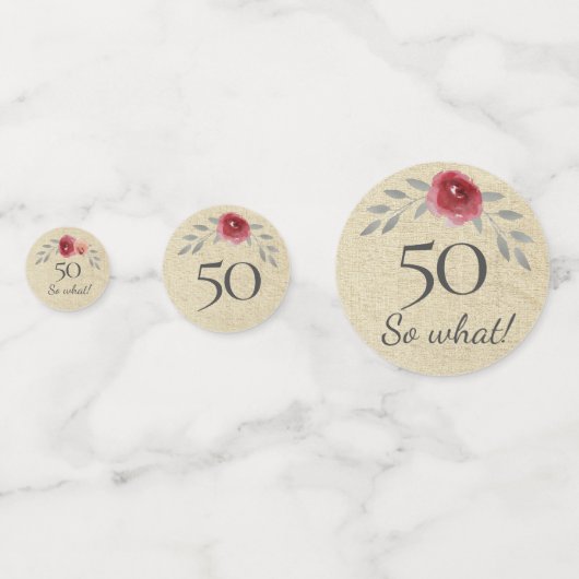 Rustic 50 So What Waterverf Roos 50e verjaardag Confetti (Achterkanten)