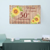 Rustic 50e Jubileum Floral Sunflower Party Spandoek (Beurs)