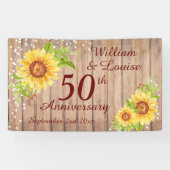 Rustic 50e Jubileum Floral Sunflower Party Spandoek (Horizontaal)