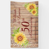 Rustic 50e Jubileum Floral Sunflower Party Spandoek (Verticaal)