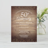 Rustic 50e Jubileum Gold Dust Confetti Kaart (Staand voorkant)