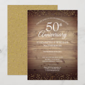 Rustic 50e Jubileum Gold Dust Confetti Kaart (Voorkant / Achterkant)