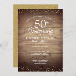 Rustic 50e Jubileum Gold Dust Confetti Kaart