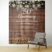 Rustic 50e Jubileum Gold Hearts Foto achtergrond Wandkleed (In situ)