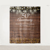 Rustic 50e Jubileum Gold Hearts Foto achtergrond Wandkleed (Voorkant)