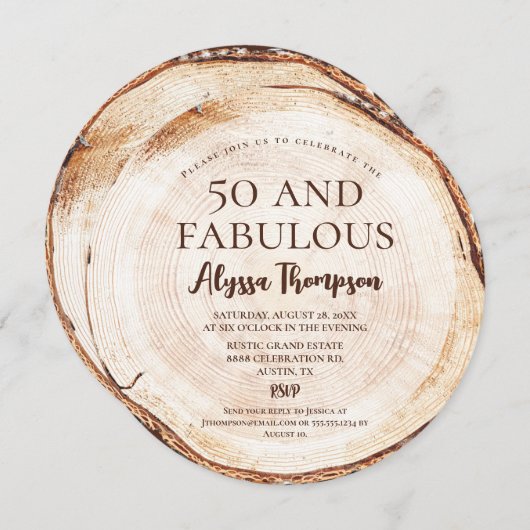 Rustic 50e verjaardag Houtstructuur Sjabloon Bewer Kaart (Voorkant / Achterkant)