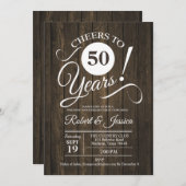 Rustic 50ste huwelijksjubileum met houtpatroon kaart (Voorkant / Achterkant)