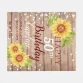 Rustic 50ste verjaardag Floral Sunflower Fleece Deken (Voorkant (Horizontaal))
