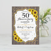 Rustic 50ste verjaardag - Zonnebloemen Hout Goud Kaart (Staand voorkant)