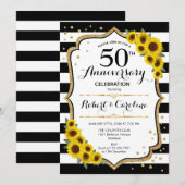 Rustic 50th Anniversary - Zonnebloemen Goud Wit Kaart (Voorkant / Achterkant)