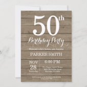 Rustic 50th Birthday Invitation Kaart (Voorkant)