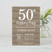 Rustic 50th Birthday Invitation Kaart (Staand voorkant)