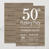 Rustic 50th Birthday Invitation Kaart (Voorkant / Achterkant)