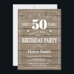 Rustic 50th Birthday Invitation Kaart<br><div class="desc">Rustieke 50e verjaardag uitnodiging. Witte typografie. Rustieke houten achtergrond. Verjaardag voor volwassenen. Verjaardag van Mannen of vrouwen. Kinder jongen of meisje dame tiener Bday Nodig uit. 13e 15e 16e 18e 20e 21e 30e 40e 50e 60e 70e 80e 90e 100e. Elke leeftijd. Voor verdere aanpassing klikt u op de knop "Aanpassen"...</div>